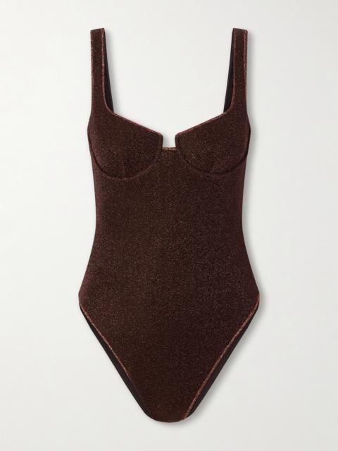 Oséree Lumière Stretch-lurex Swimsuit