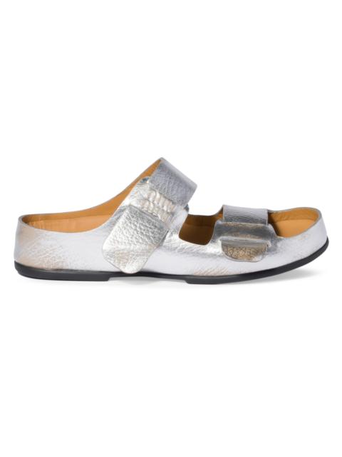 Miu Miu Women's Bleached Leather Sandals - Silver