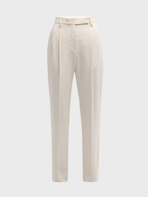 Stretch Wool Grisaille Double-Pleated Trousers