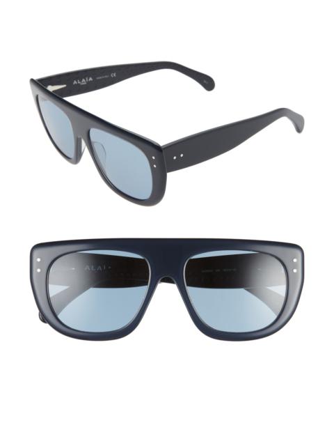 Alaïa Alaïa 55mm Square Flattop Sunglasses in Blue at Nordstrom