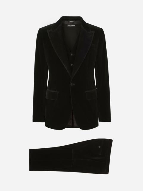 Dolce & Gabbana Single-breasted smooth velvet suit