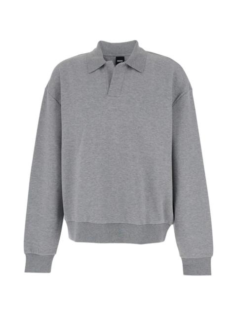 BOSS polo-collar long-sleeve sweatshirt