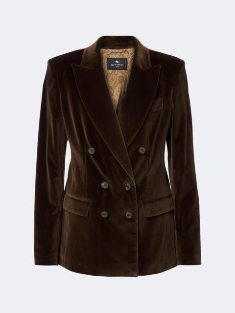 Etro Double-breasted cotton velvet blazer