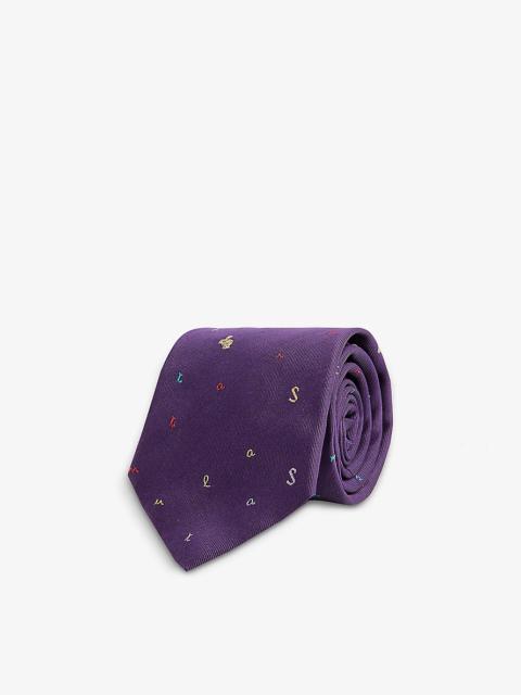 Paul Smith Rabbit-embroidered wide-blade silk tie