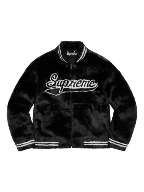 Supreme Faux Fur Varsity Jacket 'Black White' SUP-SS20-024
