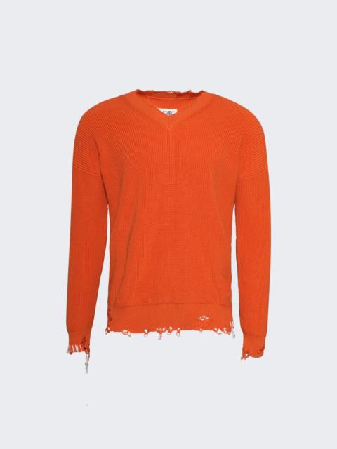 MM6 Maison Margiela V Neck Sweater Orange