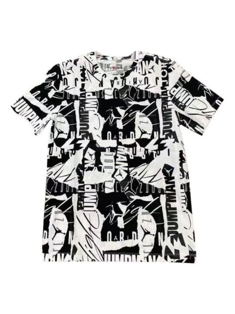 Jordan Men's Air Jordan Graffiti Full Print Pullover Round Neck Short Sleeve Black White T-Shirt DA9878-010