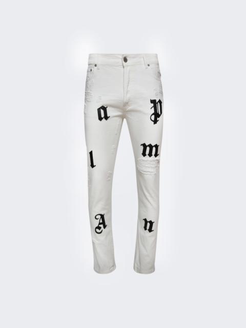 Palm Angels Logo Patch Jeans Off White