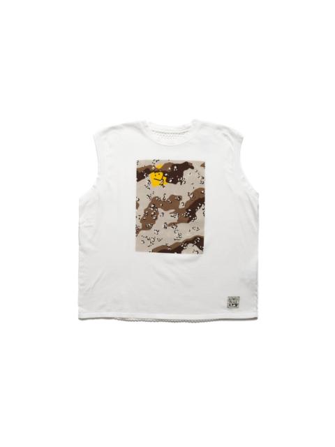 Kapital 20/- Jersey KATABIRA Non-Sleeve BIG-T (DENIM REPAIR) - White