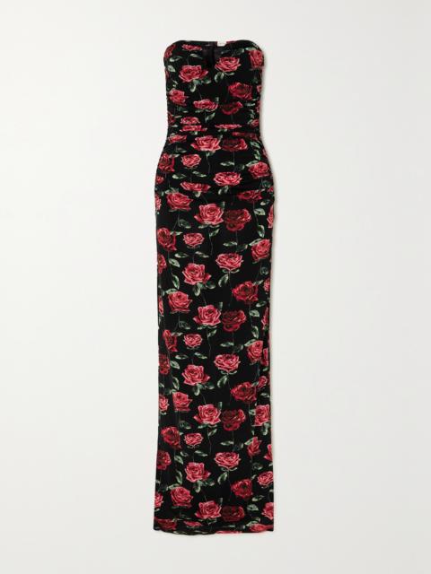 MAGDA BUTRYM Ruched Floral-print Stretch-jersey Bustier Gown