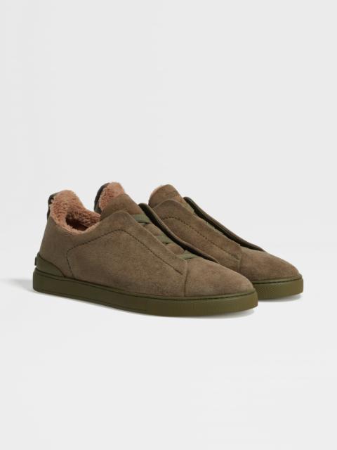 ZEGNA OLIVE GREEN SUEDE TRIPLE STITCH™ SNEAKERS