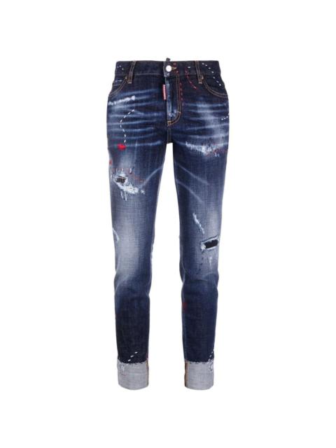 distressed-finish skinny jeans