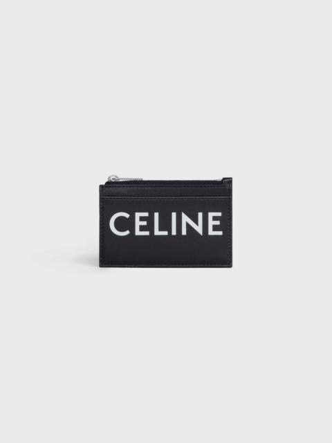 CELINE Zipped Card Holder in Smooth Calfskin with Celine Print