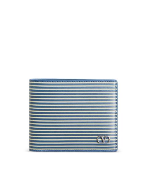 Valentino striped Vlogo-plaque wallet