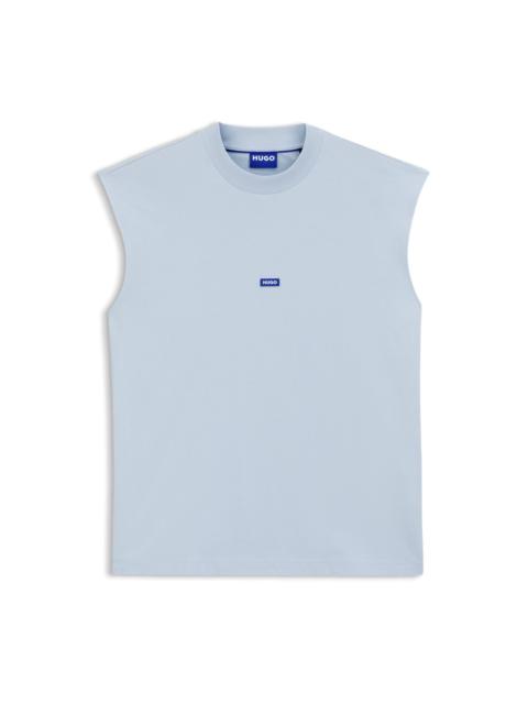 HUGO SLEEVELESS T-SHIRT IN COTTON JERSEY WITH LOGO DETAIL