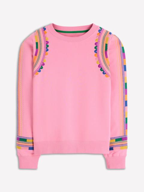 BODEN Hannah Embroidered Sweatshirt-Orchid Pink Embroidery