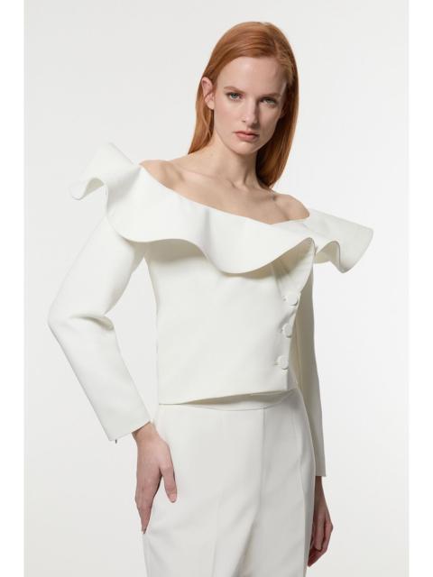 KAREN MILLEN Drama Ruffle Asymmetric Tailored Jacket