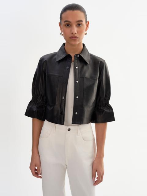 LAMARQUE CAROLINA | Ruffle Sleeve Leather Jacket