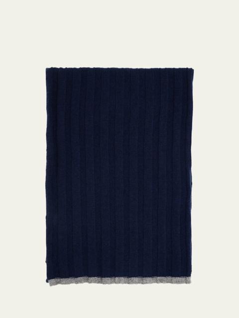 Brunello Cucinelli Men's Cashmere Ribbed Scarf