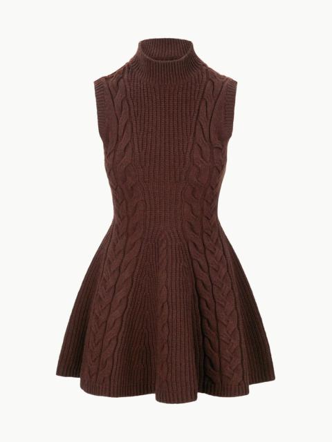 STAUD CHARADE DRESS DARK CHOCOLATE