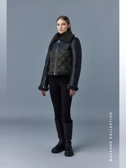 TULIP Quilted sheepskin jacket with shearling trim