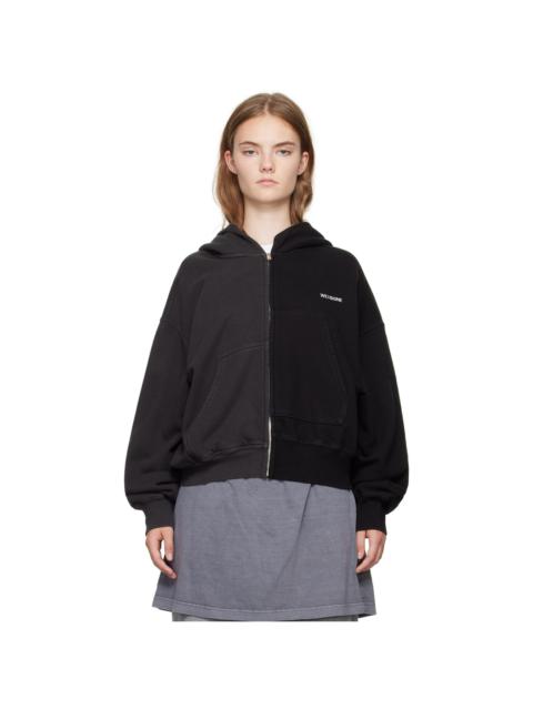 We11done Gray & Black Unbalance Hoodie
