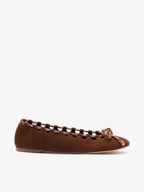 Larroudé Gallina Ballet Flat In Burnt Umber Suede
