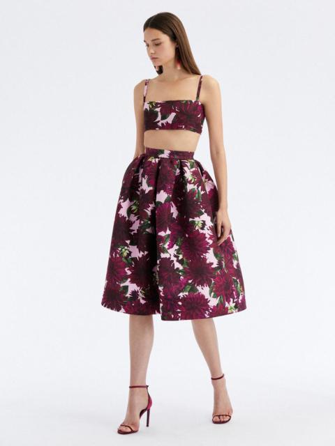 Oscar de la Renta DAHLIA FAILLE MIDI SKIRT