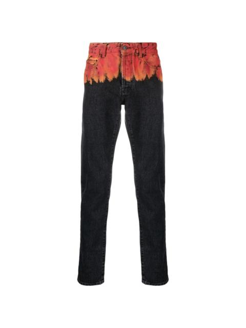 flame-print jeans