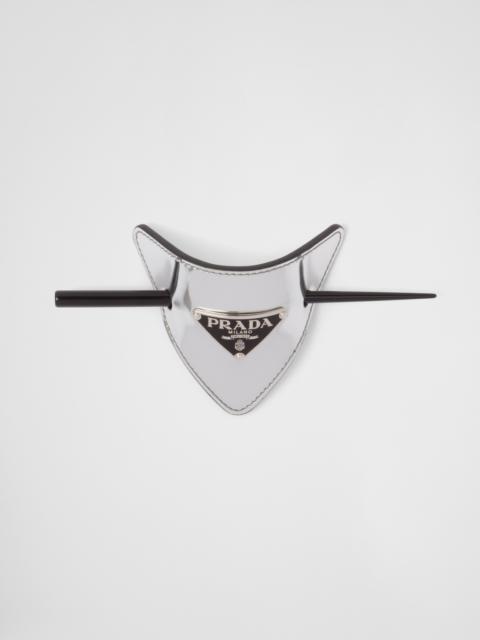 Prada Brushed leather hair clasp with stick
