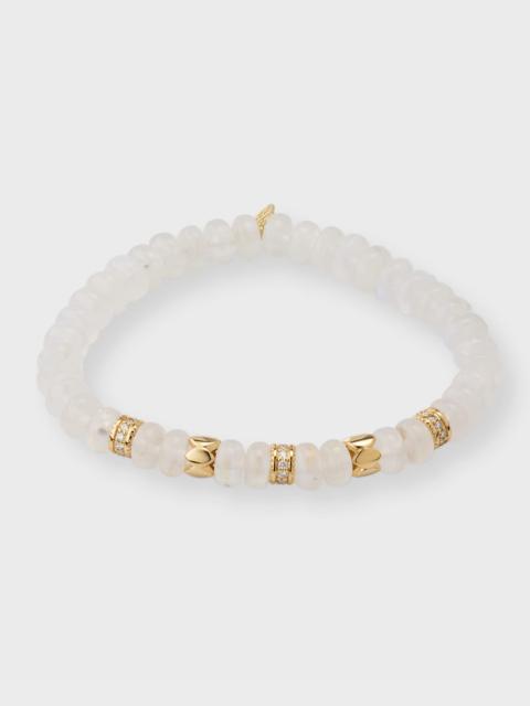 SYDNEY EVAN 14K Yellow Gold Moonstone Bead Bracelet with Diamonds
