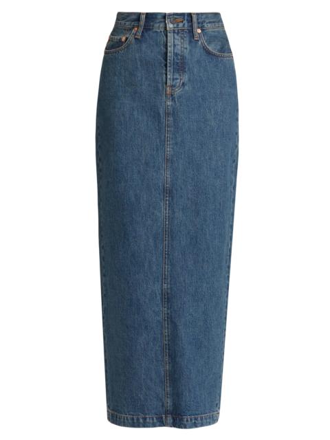 WARDROBE.NYC Women's Cotton Denim Midi-Skirt - Indigo