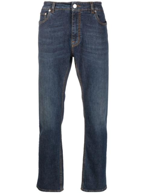 mid-rise straight-leg jeans