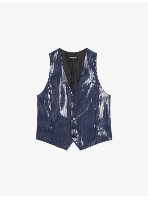 Zadig & Voltaire Emaux V-Neck Sequin-Embellished Waistcoat