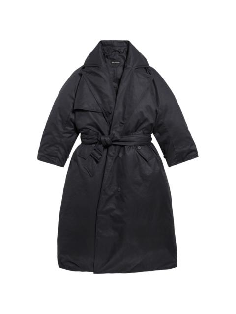 belted padded trench coat
