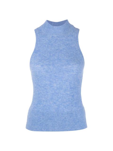 mock-neck knitted top