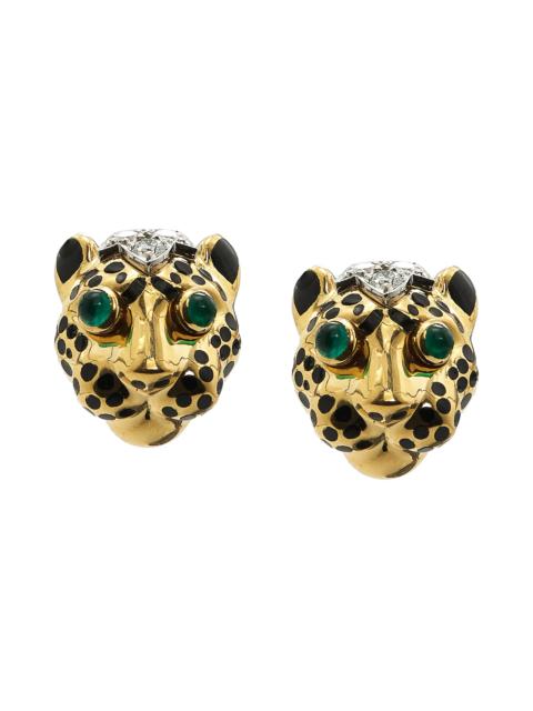DAVID WEBB Kingdom Diamond Leopard Stud Earrings