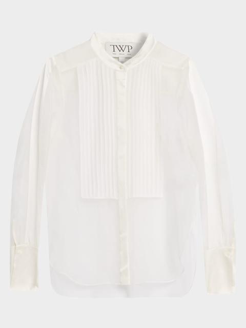 TWP Peyton Sheer Tuxedo Button-Front Shirt