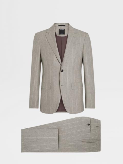 ZEGNA LIGHT TAUPE AND IVORY 14MILMIL14 WOOL BLEND SUIT