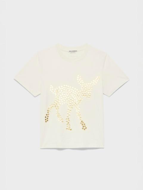 JW Anderson WOMENS ANIMAL STARS GRAPHIC PRINT T-SHIRT IN ECRU
