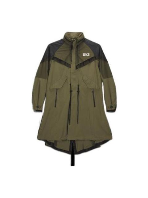 Nike x Sacai Funnel-Neck Oversized-Fit Shell Trench Jacket Medium olive DQ9028-222