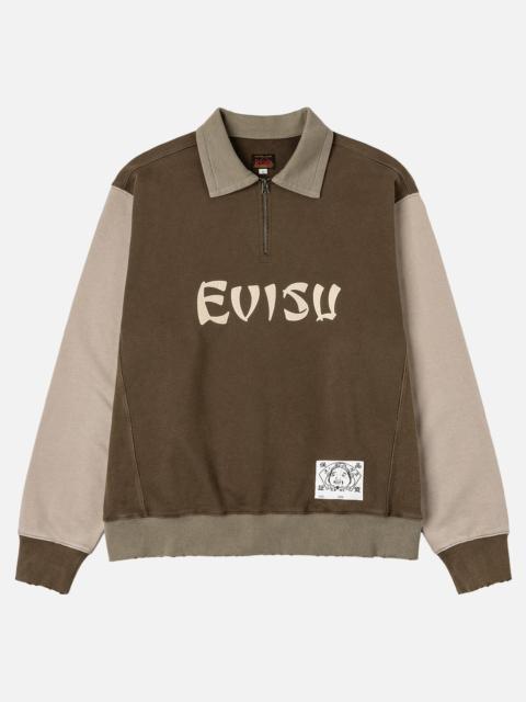 EVISU Logo Appliqué Regular Fit Half-Zip Color-Blocking Sweatshirt