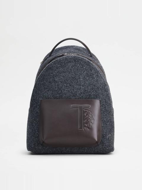 Tod's BACKPACK IN FELT AND LEATHER MEDIUM - GREY, BROWN