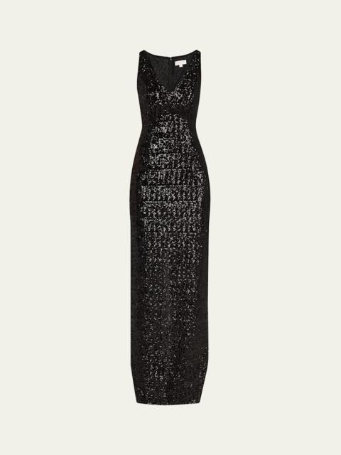 MICHAEL KORS COLLECTION Sequined Portrait-Neck Sleeveless Gown