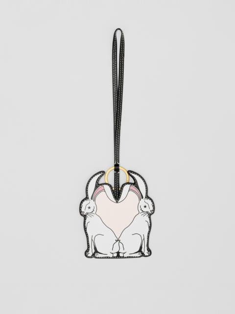 Rabbit Print Intarsia Leather Bag Charm