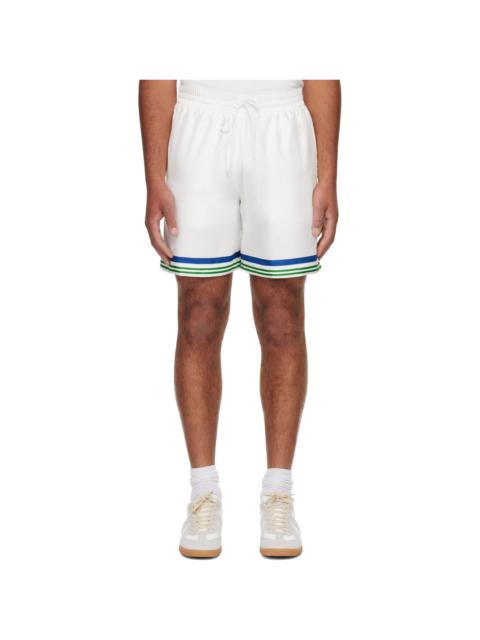 CASABLANCA White Tennis Club Icon Silk Twill Shorts