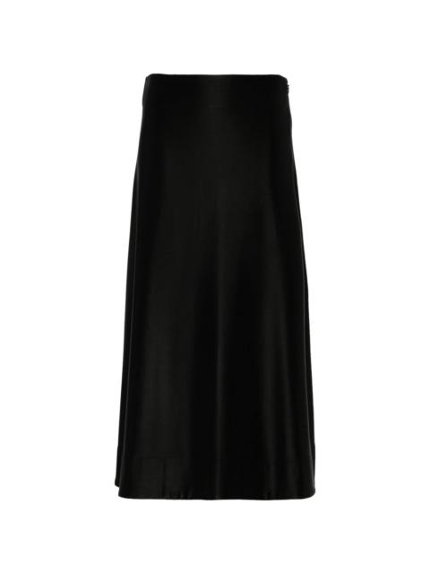 high-waist satin-finish skirt