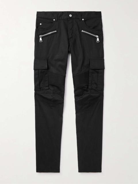 Balmain Tapered Panelled Stretch-Cotton Cargo Trousers
