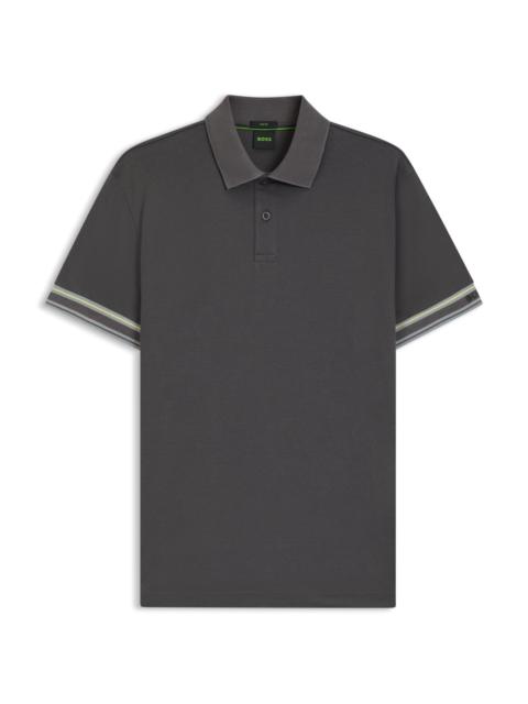 BOSS SLIM-FIT POLO SHIRT IN COTTON WITH STRIPED COLLAR