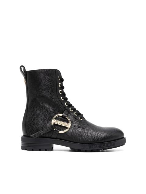 Moschino logo-plaque lace-up boots